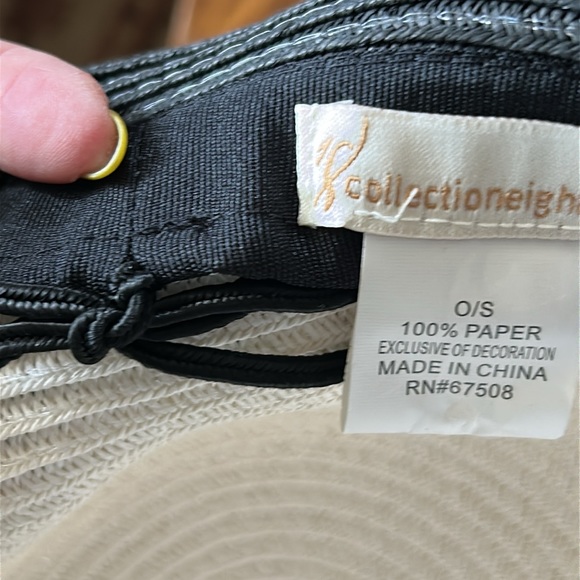 Vintage Black and White Straw Sun Hat - Picture 7 of 7